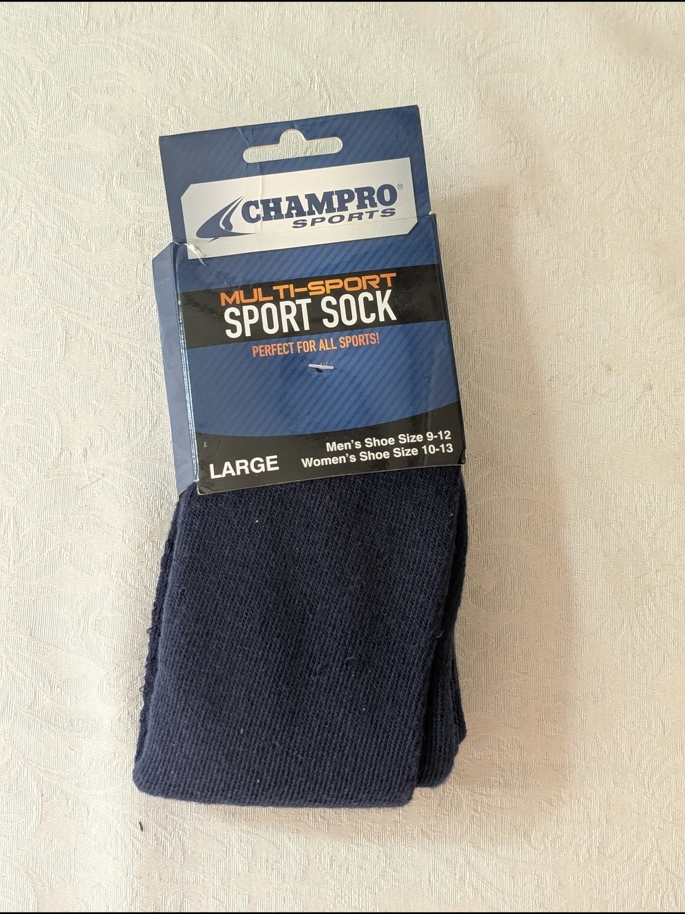 Champro Sports Men's/Women's Tube Socks Navy Size L Solid Polyester 1 Pair